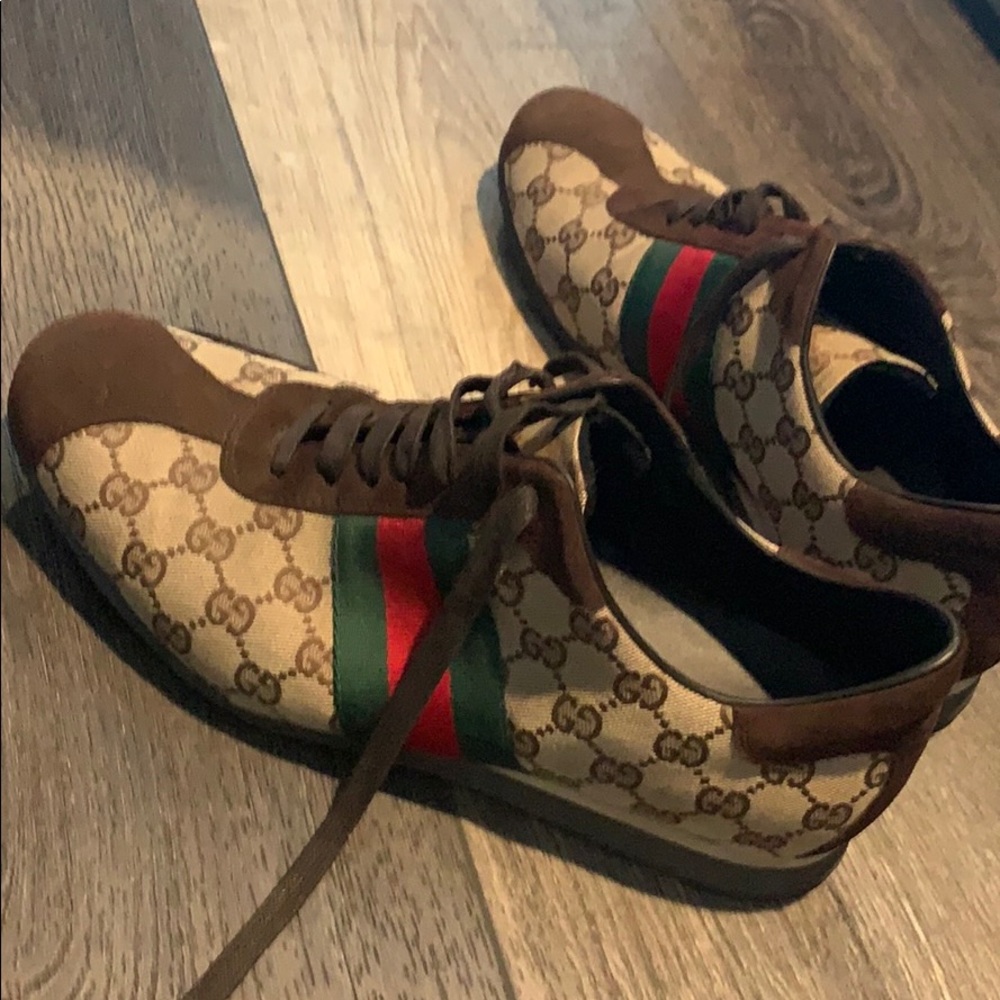 GUCCI Men’s Brown GG Cuccissima Canvas Sneakers